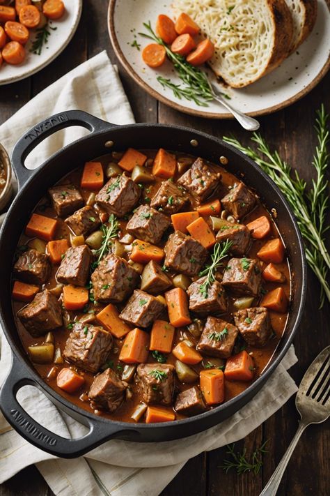 Classic Italian Veal Spezzatino Veal Cubes Recipes, Veal Stew Recipes, Veal Stew, Mango Lemonade, Potatoes In Oven, Veal Recipes, Comfort Dishes, Delish Recipes, How To Dry Rosemary