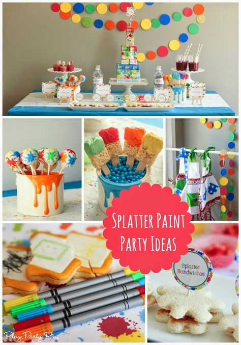 Splatter paint party ideas from playpartypin.com #UltimatePlaydate #shop Splatter Paint Party Ideas, Paint Party Ideas, Connection Art, Paintball Party, Artist Party, Art Parties, Diy Kids Art, Painting Birthday Party, Splash Party