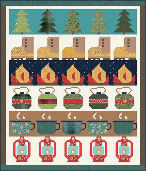 Camp Fires, Camping Quilt, Row Quilt, Stitch Shop, Pdf Quilt Pattern, S'mores, Foundation Paper Piecing, Quilt Sizes, Quilt Kit