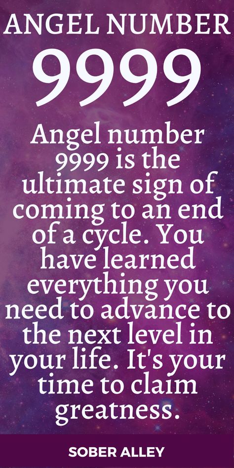 Angel number 9999 is the ultimate sign of coming to an end of a cycle. You have learned everything you need to advance to the next level in your life. It's your time to claim greatness. 9999 Angel Number, Angel Signs Numbers, Angel Number Meaning, Daughter Love Quotes, Angel Number Meanings, Energy Healing Spirituality, Affirmations For Happiness, Number Meanings, Angel Messages