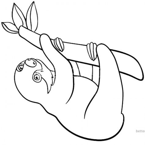 Sloth Coloring Pages Free Printable, Cute Sloth Coloring Pages, Sloth Coloring Pages, Sloth Nursery, Sloth Drawing, Homeschool Art Projects, Kids Valentine Boxes, Three Toed Sloth, Animal Outline