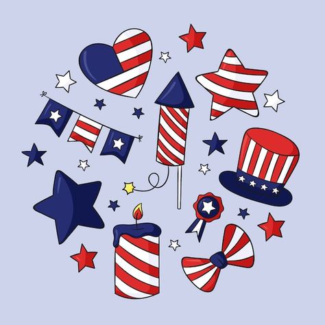 Free Vector | Hand drawn 4th of july elements collection 4th Of July Wallpaper, Butterfly Template, Scrapbook Art, Happy Fourth Of July, Little Doodles, Holiday Wallpaper, Preppy Wallpaper, Chalkboard Art, Vector Hand