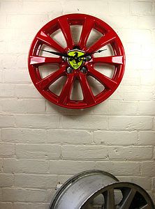 Car Themed Bedrooms, Car Parts Decor, Wheel Clock, Car Part Furniture, Car Sticker Design, Ferrari Red, Diy Tv Stand, Car Furniture, Cars Room