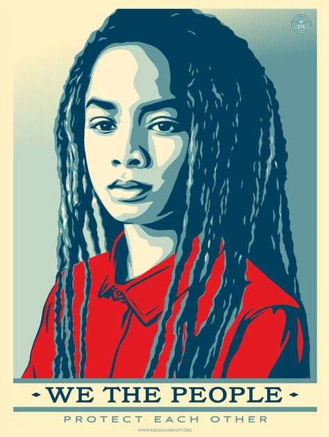 WE THE PEOPLE art is now FREE to the public. Download it, print it, paste it, pin it to your... Shepard Fairy, Shepard Fairey Obey, Protest Art, Shepard Fairey, We The People, In The News, Social Justice, Black Art, Human Rights