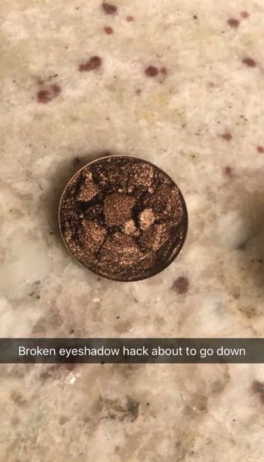 Broken Eyeshadow Hack FTW!  It really does work! So if you have any broken eyeshadows, compacts, bronzers, highlighters etc. add some alcohol, use the back of a spoon to pat down and make as smooth as possible, let dry completely and you got yourself a useable product again! Practically brand new! Must try makeup hack! Add me on snapchat  KatEyezByKati  #KatEyezByKati #MakeupHack #EyeshadowHack #BrokenEyeshadowHack Makeup Snapchat, Broken Eyeshadow, Broken Makeup, Add Me, Makeup Eyeshadow, Bronzer, Makeup Tips, Snapchat, Makeup