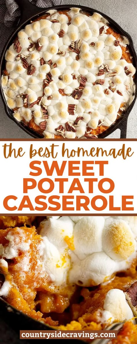 We're sharing the The Best Homemade Sweet Potato Casserole that we know you're going to love! This recipe is made with roasted sweet potatoes, butter, brown sugar, marshmallows and pecans. The only Sweet Potato Casserole you need. Sweet Potato Casserole Homemade, Sweet Potato Casserole Recipes Baked, Easiest Sweet Potato Casserole, Betty Crocker Sweet Potato Casserole, Sweet Potato Casserole With Real Sweet Potatoes, Sweet Potato Pumpkin Casserole, Real Sweet Potato Casserole, Golden Corral Sweet Potato Casserole, Brown Sugar Sweet Potato Casserole