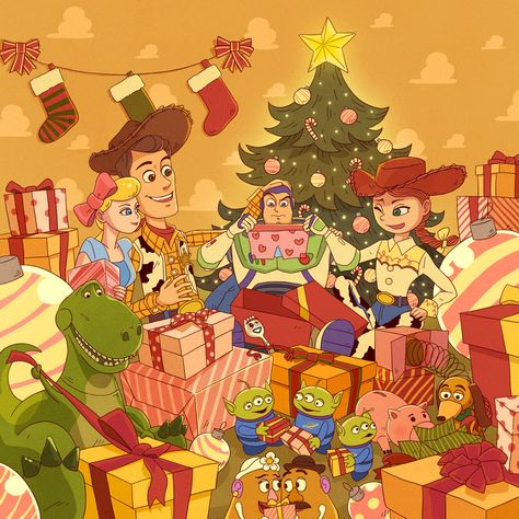 Toy Story Christmas Wallpaper, Christmas Movie Art, Pixar Christmas, Famous Illustrators, Toy Story Pictures, Toy Story Christmas, Christmas Toy Story, Holiday Cartoon, Jessie Toy Story