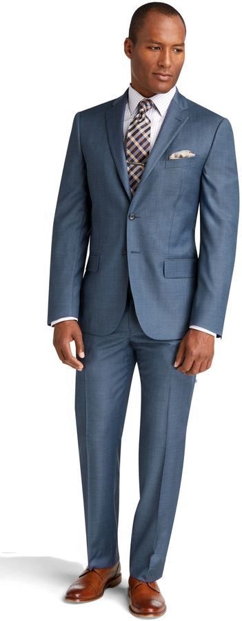 Joseph Abboud 2 Button Plain Front Slim Fit Postman Blue Sharkskin Suit Big & Tall Light Blue Blazer, Future Man, Sharkskin Suit, Light Blue Suit, Trendy Suits, Male Style, Slim Fit Suits, Joseph Abboud, School Style