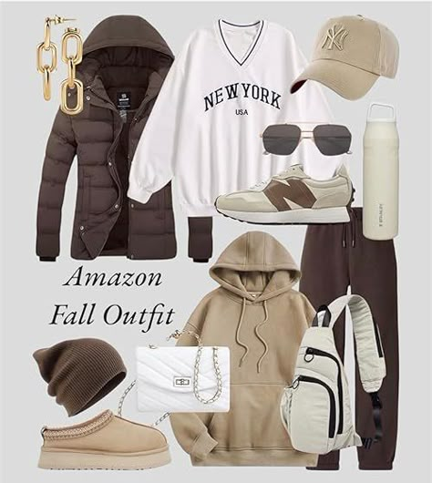 Mag Deroy's Amazon Page Winter Outfits Amazon, Winter Cozy Outfit, 2023 Sweater, Comfortable Travel Outfit, Brown Sweatpants, Trendy Winter Outfits, Outfits Amazon, Outfit Airport, Sweater Graphic