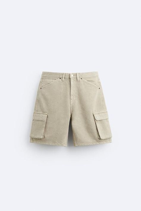 DENIM CARGO SHORTS - Black | ZARA United States Cargo Bermuda Shorts, Denim Cargo Shorts, Denim Cargo, Linen Trousers, Trouser Suits, T-shirt Polos, Dream Clothes, Cardigan Jacket, Workout Shorts