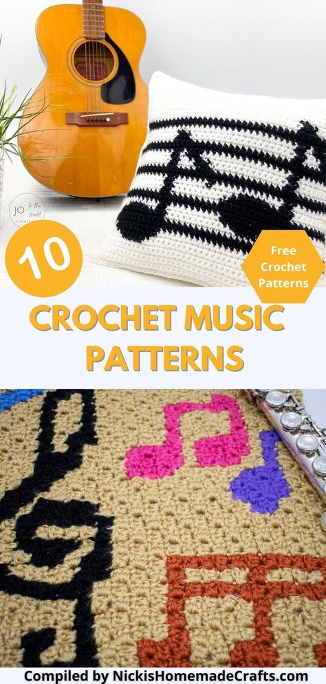 Do you love both crochet and music? I've collected 10 free crochet patterns featuring musical designs. From crochet home decor, to cute accessories, to amigurumi, there's something for every musician or music fan! I've even included stylish accents for your music festival outfits! Get the crochet patterns free from Nicki's Homemade Crafts. Pillow Cover Crochet, Paw Print Pillow, Crochet Music, Pillow Cover Crochet Pattern, Crochet Teacher Gifts, Crochet Cushion, Crochet Pillow Cover, Crochet Cushion Cover, Crochet Pillow Pattern