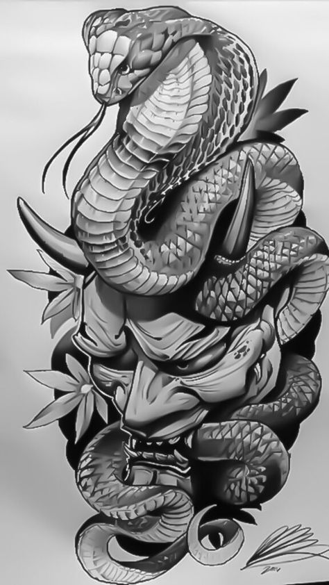 215+ idées de tatouage King Cobra (2023) - TattoosBoyGirl King Cobra Tattoo, Japanese Snake Tattoo, Cobra Tattoo, Japanese Tattoo Symbols, Samurai Tattoo Design, Yakuza Tattoo, Kunst Tattoos, Japan Tattoo Design, Snake Tattoo Design