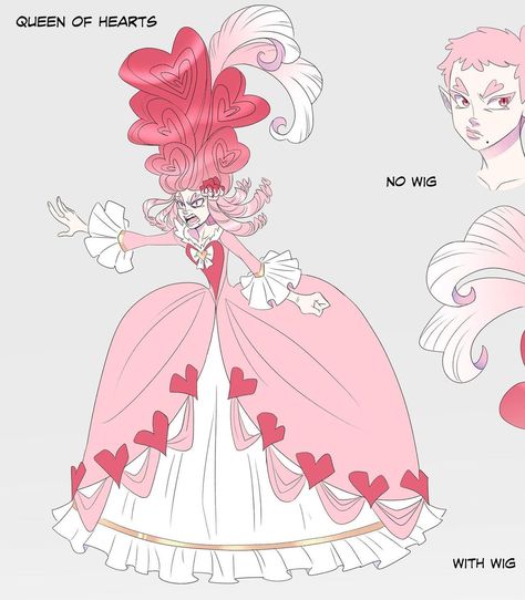 Alice In Wonderland Oc Art, Heart Outfit Drawing, Valentino Hazbin Hotel Redesign, Queen Of Hearts Character Design, Heart Art Reference, Queen Of Hearts Oc, Heart Character Design, Wonderland Character Design, Alice In Wonderland Oc