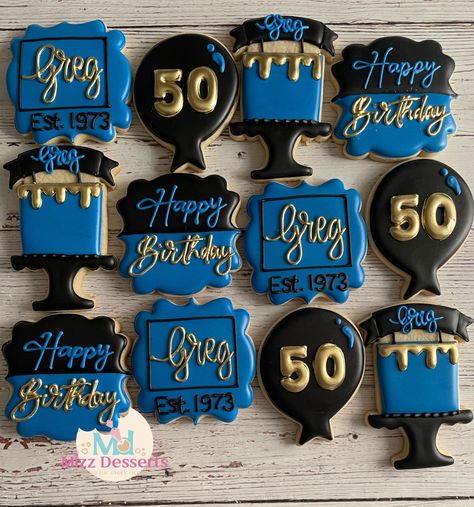 Cookies For Dads Birthday, 50 Birthday Cookies For Men, Simple Birthday Cookies Decorated, 60th Birthday Cookies For Men, 50th Birthday Cookies For Men, 40th Birthday Cookies For Men, Birthday Cookies For Men, Birthday Cookies For Him, 50th Cookies