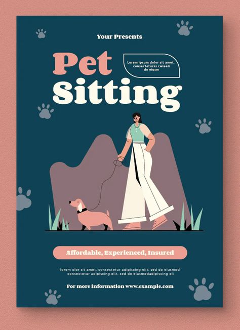 Pet Sitter Flyer, Pet Sitting Flyer, Dog Sitting Business, Pet Sitting Business, Dog Walking Business, Pet Services, Dog Cafe, Cat Sitter, Pet Sitting