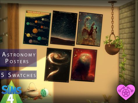 'Talia's Witchy Sims 4 CC — 🪐 Astronomy Posters 💫 5 posters, base game... Sims 4 Cc Astrology Decor, Sims 4 Astronomy Cc, Space Sims 4 Cc, Sims 4 Space Themed Cc, Sims 4 Cc Space Decor, Sims 4 Astronaut Cc, Wall Decor Sims 4 Cc, Sims 4 Cc Space, Sims 4 Space Cc