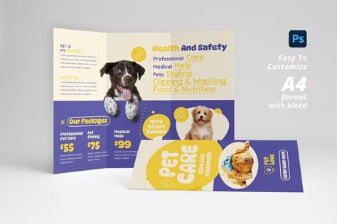 Pet Care Trifold Brochure, Print Templates ft. designsoul14 & care - Envato Elements Pet Brochure, Brochure Print, Pet Clinic, Trifold Brochure Template, Vet Clinics, Template Site, Trifold Brochure, Brochure Design Template, Envato Elements