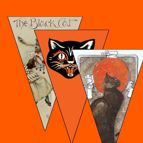 Halloween Banner or Garland  Cute Vintage Cats by DoveCottageDigitals, $3.50 Vintage Cats, Witching Hour, Halloween Banner, Bunting Garland, Vintage Cat, Hallows Eve, All About Cats, Cat Pin, Online Stores