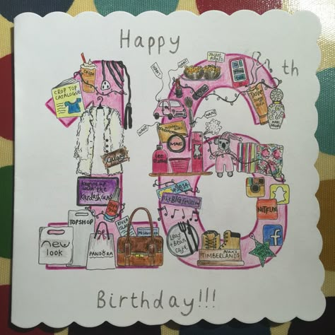 16th Birthday celebration card for my friend Happy 16th Birthday Girl Cards, Birthday Card Inspo For Bestie, Sweet Sixteen Card Ideas, Sweet 16 Birthday Card Ideas, Sweet 16 Card Ideas, 16th Birthday Card Ideas, Sweet 16 Birthday Card, 16 Birthday Card, Sisters Drawing