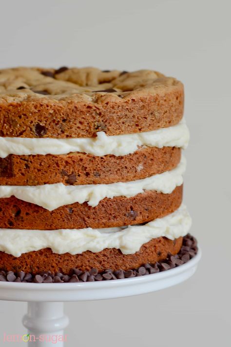 Layered Cookie Cake, Cookie Layer Cake, Cake Recipes At Home, Ultimate Chocolate Chip Cookie, Grooms Cakes, Chocolate Chip Cookie Cake, Layer Cake Recipes, Cookie Cake Recipe, Grooms Cake