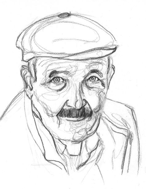 <p>April 18, 2020. Old man sketch. Line drawing. Mechanical pencil. Photo reference: Bahram Bayat.</p> Old Man Face Sketch, Pencil Portrait Drawing Sketches, Old Man Drawing Reference, Old Man Portrait Drawing, Old Man Face Drawing, Old Men Drawing, Old People Art, Old Person Drawing, Vintage Drawing Sketches