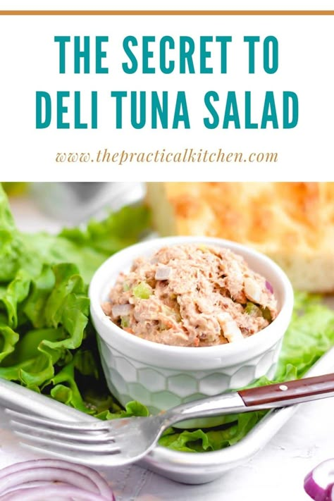 The perfect pale pink, creamy-yet-crunchy deli tuna salad comes together in minutes and uses ingredients you already have on hand, but needs to sit at least 12 hours in the fridge overnight to truly shine. Tuna Salad From Fresh Tuna, Deli Style Tuna Salad, Deli Tuna Salad Recipe, Jewish Deli Tuna Salad Recipe, Deli Tuna Salad, Easy Tuna Salad Sandwich, Mexican Tuna Salad, Tuna Salad Sandwich Recipe, Tuna Ceviche