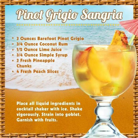 Pinot Grigio Sangria Pinot Grigio Sangria, Picnic Party Food, Tropical Sangria, Low Carb Cocktails, Peach Sangria, Lemon Lime Soda, Fresh Pineapple, Canned Pineapple, Lime Soda