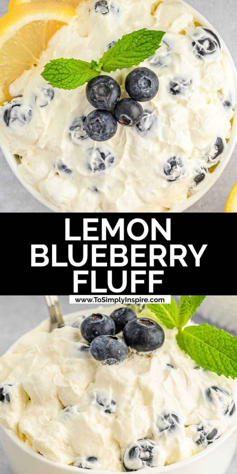 Lemon Blueberry Fluff, Blueberry Fluff, Cream Cheese Whipped Topping, Lemon Fluff, Fluff Recipes, Fluff Salads, To Simply Inspire, Recipes With Cool Whip, Jello Mold Recipes