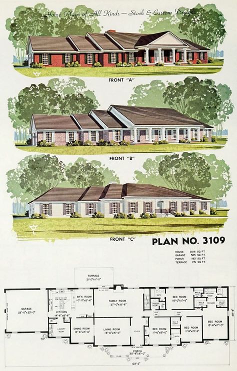 1970s House Plans, House Plans Ranch, Americana House, 1980s House, Split Level House Plans, 1970s House, Luxury Floor Plans, Architecture Blueprints, Brick Siding