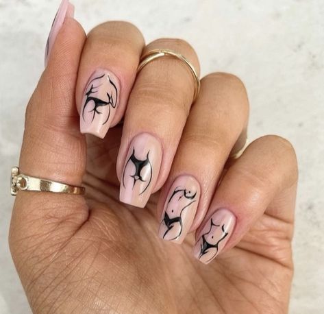 Abstract Body Nail Art, Feminist Nail Art, Aura Nails Designs, Silhouette Nail Art, Crazy Nail Art Designs, Body Nail Art, College Nails, Silhouette Nails, Body Nails