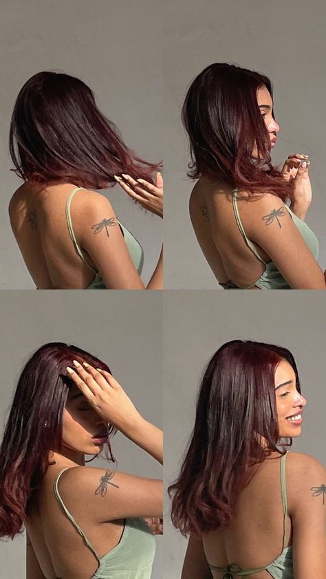 Gorgeous Cherry Red Shades for Bold Hair Lovers Brown Hair Wine Highlights, Red Hair After It Fades, Red Undertone Hair Brown Highlights, Dark Cherry Red Hair Tan Skin, Cherry Coke Hair Color On Black Hair, Natural Wine Red Hair, Best Hair Colour For Black Women, Brown Hair Colors Tan Skin, Wine Red Hair Tan Skin