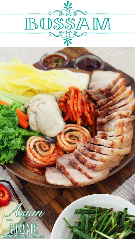 Hi guys! Today I’m sharing one of true traditional Korean recipe! We call “Bossam”. Ssam means wrap and Bossam means wrap with lots of generous stuffing inside. Commonly, it serves with boiled meat: Suyuk.  Suyuk is one of Korean cooking techniques of cooking meat. “Su” means water and “Yuk” means meat in Chinese. Although … … Continue reading → Bossam Korean, Ssam Recipe, Koreansk Mad, Chinese Meals, Salted Shrimp, Radish Kimchi, Korean Recipe, Korean Pork, Pork Wraps