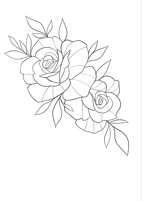 Roses Fine Line Tattoo, Fine Line Roses Tattoo Design, 2 Rose Tattoo Design, Rose Fine Line Drawing, Rose Outline Drawing Tattoo Ideas, Fine Line Flower Drawings, Flower Tattoos Outline, Fine Line Roses, Rose Tattoo Outline Drawing