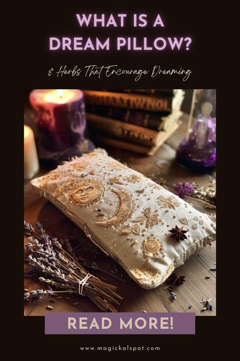 Drift into magical slumber with 'What is a Dream Pillow & Herbs That Encourage Dreaming' 🌙💤. Discover how to craft your own dream pillow filled with herbs like lavender, mugwort, and chamomile to promote peaceful sleep and vivid dreams. Ideal for those seeking restful nights and insightful dream journeys. Embrace the power of herbs to enhance your dreaming world. 🌿✨ #DreamPillowMagic #HerbalDreams Herbal Dream Pillows, Herbs For Dreams, Mugwort Dream Pillow, Dream Pillows Herbal Diy, Herbal Sleep Pillows, Dream Protection, Dream Magick, What Is A Dream, Sleep Magic