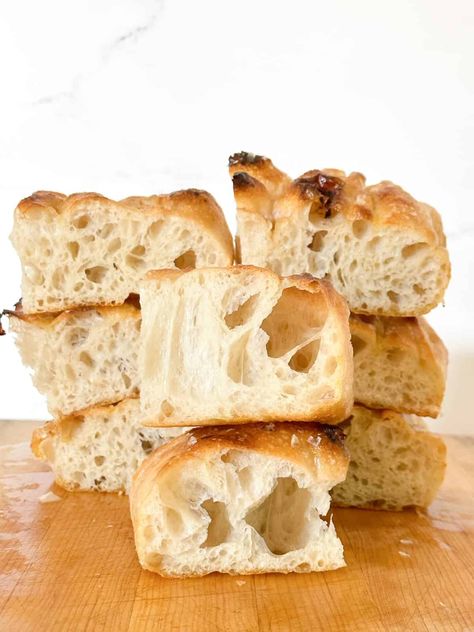 Focaccia Bread Recipe - Foodology Geek Fluffy Foccacia Bread, Fluffy Foccacia, Huge Bubbles, No Knead Focaccia, Homemade Focaccia Bread, Foccacia Bread, Flakey Salt, Focaccia Bread Recipe, Homemade Flour Tortillas