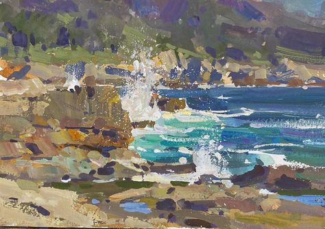 mike hernandez on Instagram: “5x7 inch gouache study from Point Lobos, Carmel #art #painting #gouachepainting #pointlobos #carmel” Gouache Study, Mike Hernandez, Poster Colour, Tempera, Gouache Painting, Landscape Paintings, Illustration Art, Art Painting, Paintings