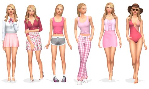 Sims 4 Pink Outfits No Cc, Sims 4 Base Game Outfits Ideas Y2k, Sims 4 Base Game Outfits Ideas, The Sims 4 Pc, Sims 4 Mm Cc, Sims 4 Teen, Sims 4 Dresses, Sims 4 Characters, Sims 4 Mm