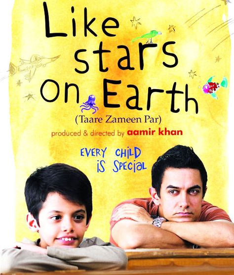 LIKE STARS ON EARTH (2007, India) A teacher (Aamir Khan) and a boy (Darsheel Safary) with learning disabilities share a special bond. Like Stars On Earth, Shankar Mahadevan, Title Song, Dvd Collection, I Love Cinema, Foreign Film, Aamir Khan, End Of The Week, Bollywood Movie