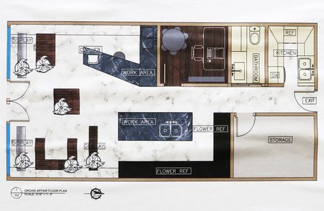 Floral Shop Floor Plan, Florist Shop Floor Plan, Flower Shop Floor Plan Layout, Flower Shop Layout Plan, Flower Shop Floor Plan, Flower Shop Layout, Florist Office, Florist Workshop, Flower Exhibition