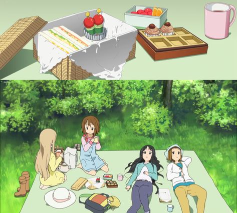 K-On ! _ EP2 Anime Picnic Food, Anime Picnic, Anime Bento, Part Time Job, Japanese Traditional Clothing, K On, Cute Food Art, Picnic Date, Anime Food