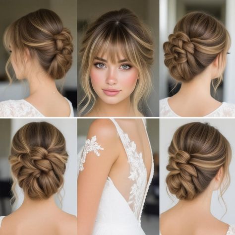 💁‍♀️💖 Beautiful Trendy Wedding Hairstyles wedding hairstyles half up half down bangs | Premium styles that blend elegance and modern flair perfectly! Discover stunning inspiration for your big day with these breathtaking half up half down hairstyles featuring chic bangs. Whether you desire a romantic look or something more contemporary, these hairstyles are designed to enhance your natural beauty. Create unforgettable memories while looking fabulous—find the perfect wedding hairstyle that complements your unique style!   #WeddingHairstyles #HalfUpHalfDown # Wedding Hairstyles With Fringe Bangs, Bridal Updo Face Framing, Updo Hairstyles With Bangs For Wedding, Bride Hairstyle With Bangs, Bride Hairstyles Bangs, Wedding Hairstyles Bangs, Wedding Updo With Bangs, Bridal Hairstyles With Bangs, Brides With Bangs