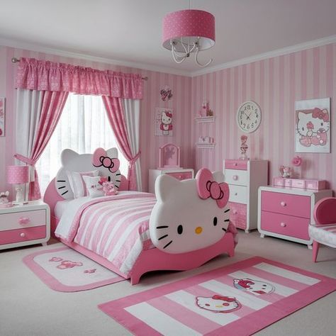 Hello Kitty Bunk Bed, Hello Kitty Girls Room, Hello Kitty Kids Room, Hello Kitty Display, Hello Kitty Bedroom Set, Bedroom Hello Kitty, Toddler Room Ideas Girl, Room Hello Kitty, Hello Kitty Nursery