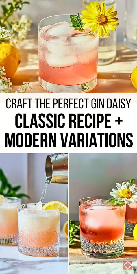 Master the art of the Gin Daisy cocktail with this guide to both classic and modern recipes! Perfect for cocktail enthusiasts who appreciate a refreshing gin-based drink with a citrusy kick. Save this pin for an elegant, easy-to-make cocktail! Gin Drinks Easy, Gin Cocktail Recipes Easy, Alcoholic Drinks Gin, Cocktails With Gin, Gin Daisy, Daisy Cocktail, Carrot Potato Soup, Modern Recipes, Easy To Make Cocktails