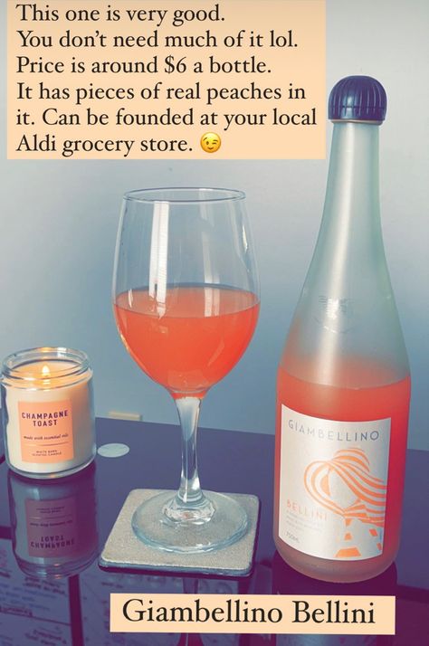 Sweet and very good. You won’t need much at all to be feeling good lol. You can find this wine at Aldi for like $6-$7 #winelovers #wine #peach Aldi Wine, Peach Wine, Alcoholic Punch, Champagne Toast, Feeling Good, Bellini, Wine Lovers, Grocery Store, Rosé Wine Bottle