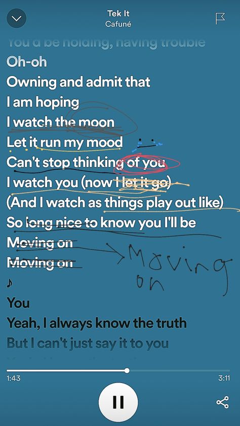 moon I Watch The Moon Let It Run My Mood, Tek It Lyrics, Tek It By Cafuné, Tek It, Moon Lyrics, Alt Drawing, Ocean Music, Funny Disney Memes, Spotify Lyrics