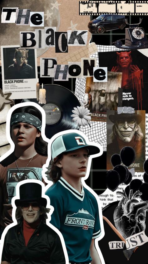 #theblackphone #horror #movies #vintage #moodboard #ethanhawke The Black Phone Background, Miguel Mora The Black Phone, Robin Arellano Wallpaper, The Black Phone Wallpaper, The Black Phone Movie, Phone Collage, Levi Squad, Robin Arellano, Black Phone Background