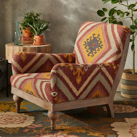 Kilim Chair, Mexican Country, Handmade Chair, Sundance Catalog, Robert Redford, Jute Rug, Foam Cushions, Wingback Chair, Bath Decor