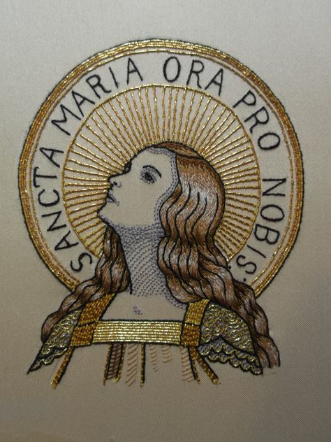 Padded Embroidery, Jesus Embroidery, Catholic Embroidery, Hanging By A Thread, Religious Embroidery, Goldwork Embroidery, Gold Work Embroidery, You Raise Me Up, Catholic Art