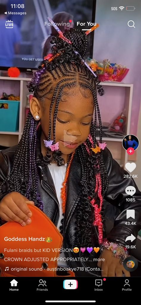 Fulani Braids Hairstyles Kids, Braids For 10 Year Girl, Fulani Braids Kids Hairstyles, Fulani Braids On Kids, Kid Fulani Braids, Hair Styles For 10 Year Girl, Fulani Braids For Kids, Single Braids For Kids, Braids For Toddler Girls Black