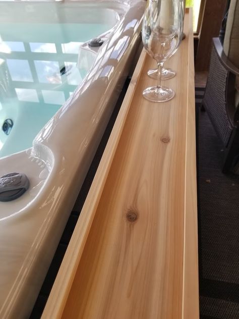 Hot Tub Table, Hot Tub Decor, Tub Table, Hot Tub Bar, Custom Hot Tubs, Spa Table, Cedar Table, Tub Sizes, Fold Down Table